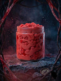 Stranger Things Slime - Upside Down themed red fluffy slime in a jar